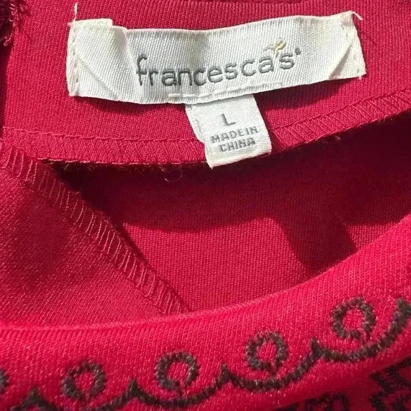 Francesca’s Women’s Red Scalloped Edge Runway Cocktail Dress Size Large - Picture 4 of 6